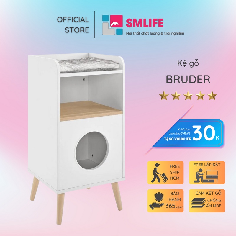 Kệ giá đỡ sách gỗ MDF hiện đại, nhỏ gọn SMLIFE Bruder