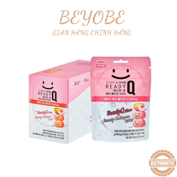 Kẹo Collagen Đào Ready Q Chew Kẹo Dẻo Gummy Collagen Đào