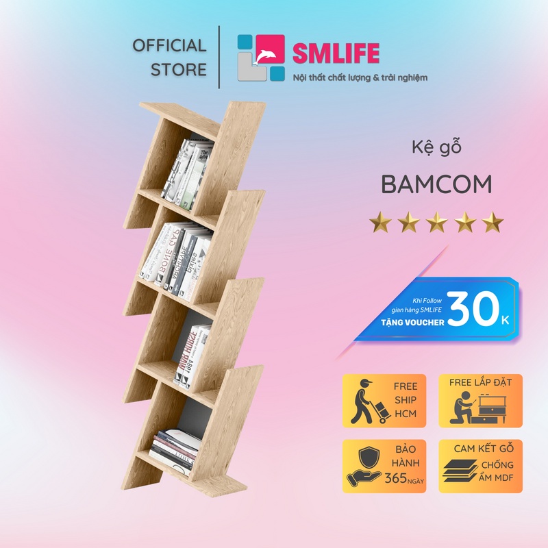 Kệ sách phòng khách SMLIFE Bamcom