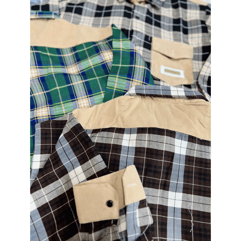 Áo Sơ Mi Nam Caro Phối Túi Ngực Vải Nhung Tăm Form Chuẩn Thời Trang Hot Trend NEW UNISEX