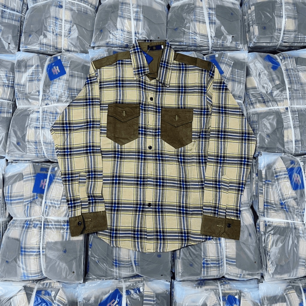 Áo Sơ Mi Nam Caro Phối Túi Ngực Vải Nhung Tăm Form Chuẩn Thời Trang Hot Trend NEW UNISEX