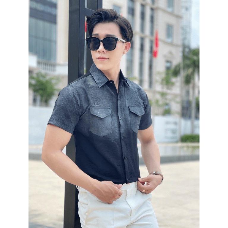 Áo Sơ Mi Đũi Nam Tay Ngắn Chất Đũi Hàn Thoáng Mát In Loang Mẫu Mới 2 Màu Cao Cấp NEW UNISEX