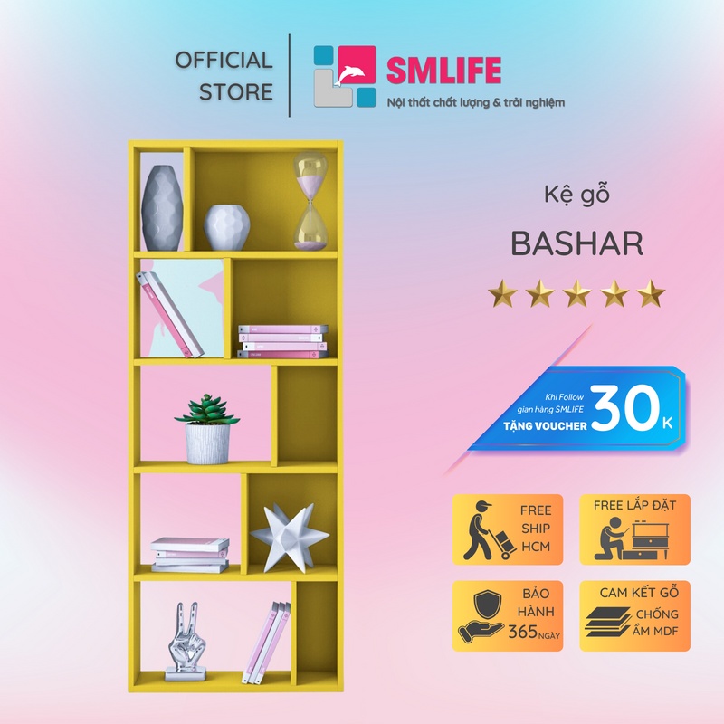 Kệ sách gỗ MDF phủ melamine SMLIFE Bashar