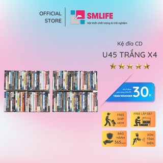 Kệ đĩa CD treo tường SMLIFE chữ U 45 (Set 4) - Kệ treo tường bằng thép, sơn tĩnh điện Trắng/ Đen hiện đại