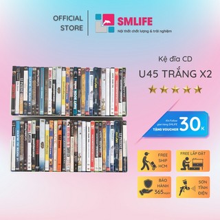 Kệ đĩa CD treo tường SMLIFE U45 (Set 2) - Bằng thép, sơn tĩnh điện Trắng/ Đen hiện đại