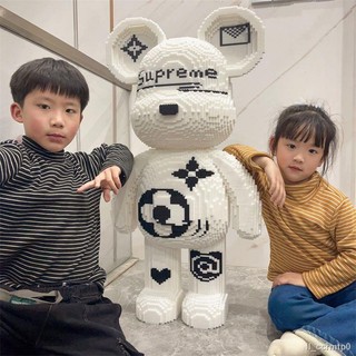 Hạt nhỏ lắp ráp bạo lực gấu khối xây dựng tương thích với lego đồ chơi người lớn trang trí cô gái quà tặng sinh nhật xếp