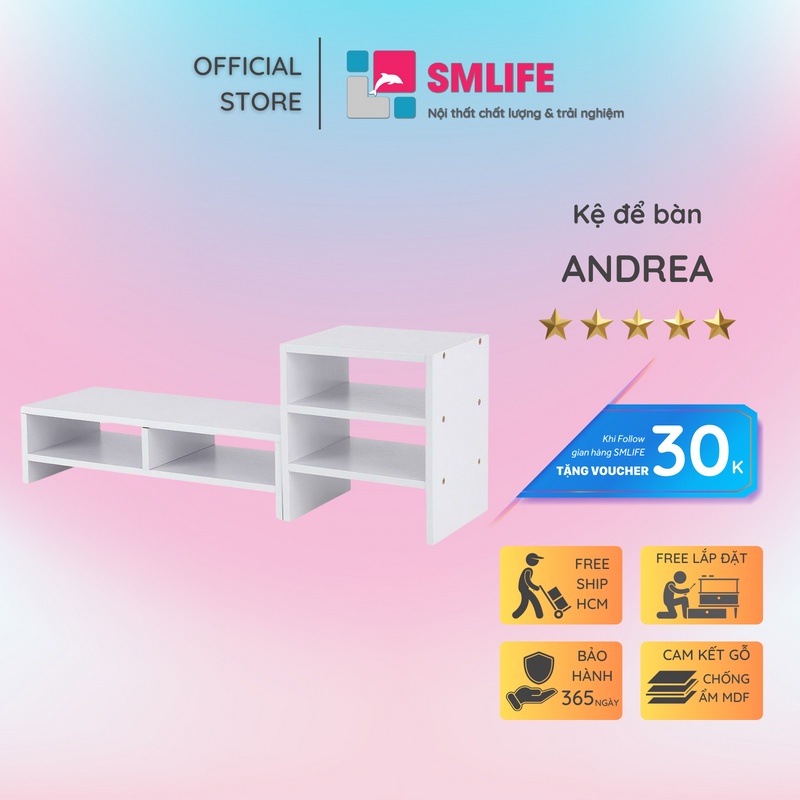 Kệ để bàn gỗ hiện đại SMLIFE Andrea | Gỗ MDF dày 17mm chống ẩm | D80xR23xC30cm