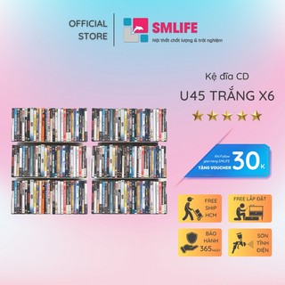 Kệ đĩa CD treo tường SMLIFE chữ U 45 (Set 6) - Kệ treo tường bằng thép, sơn tĩnh điện Trắng/ Đen hiện đại