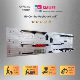 Bảng treo dụng cụ Pegboard cơ khí WB7 - Mô đun 7 Bảng mạ kẽm + bộ móc treo sơn tĩnh điện đen - Lưu trữ dụng cụ trực quan