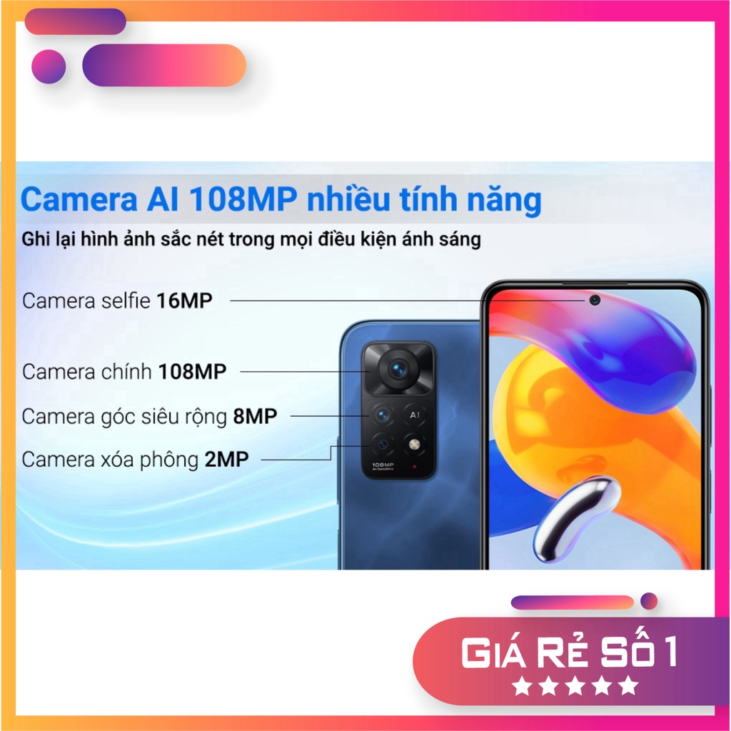 (CỰC SỐC) Điện thoại Xiaomi Redmi Note 11 Pro 5G (8+128GB) - LỖI 1 ĐỔI 1 MIỄN PHÍ TRONG 7 NGÀY - BẢO HÀNH 12 THÁNG