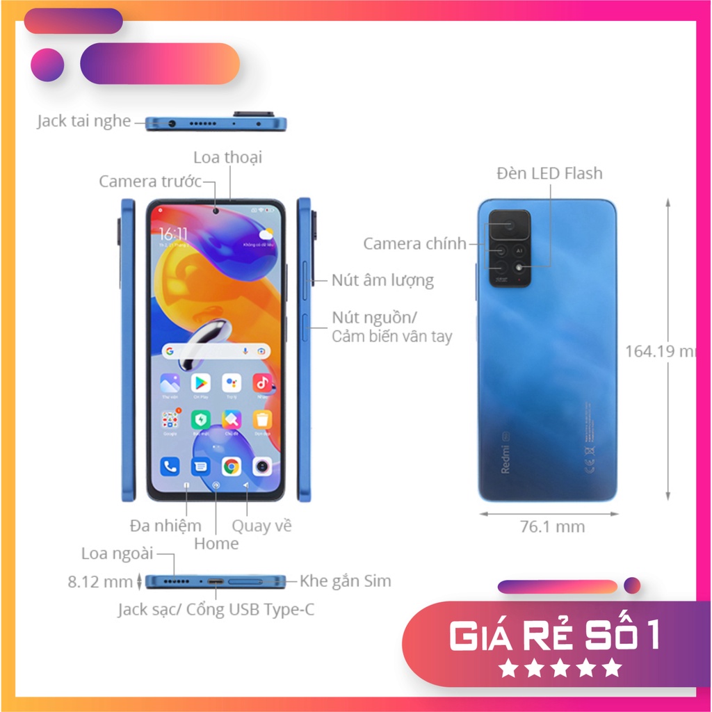 (CỰC SỐC) Điện thoại Xiaomi Redmi Note 11 Pro 5G (8+128GB) - LỖI 1 ĐỔI 1 MIỄN PHÍ TRONG 7 NGÀY - BẢO HÀNH 12 THÁNG | BigBuy360 - bigbuy360.vn