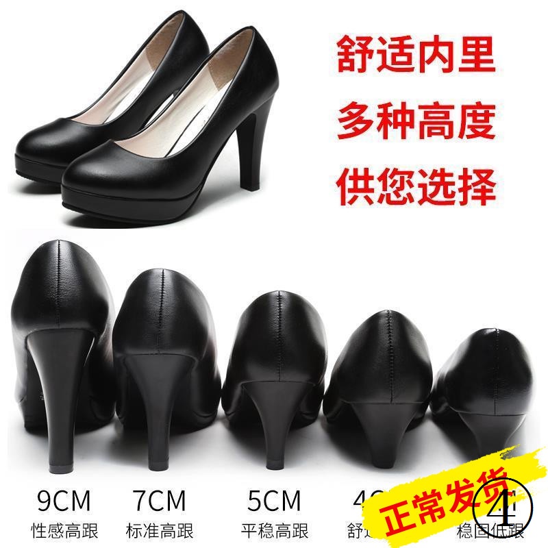 Giày Cao Gót 3cm 5Cm Da Lộn Mũi Tròn Màu Đen Phong Cách Công Sở Thanh Lịch Cho Nữ