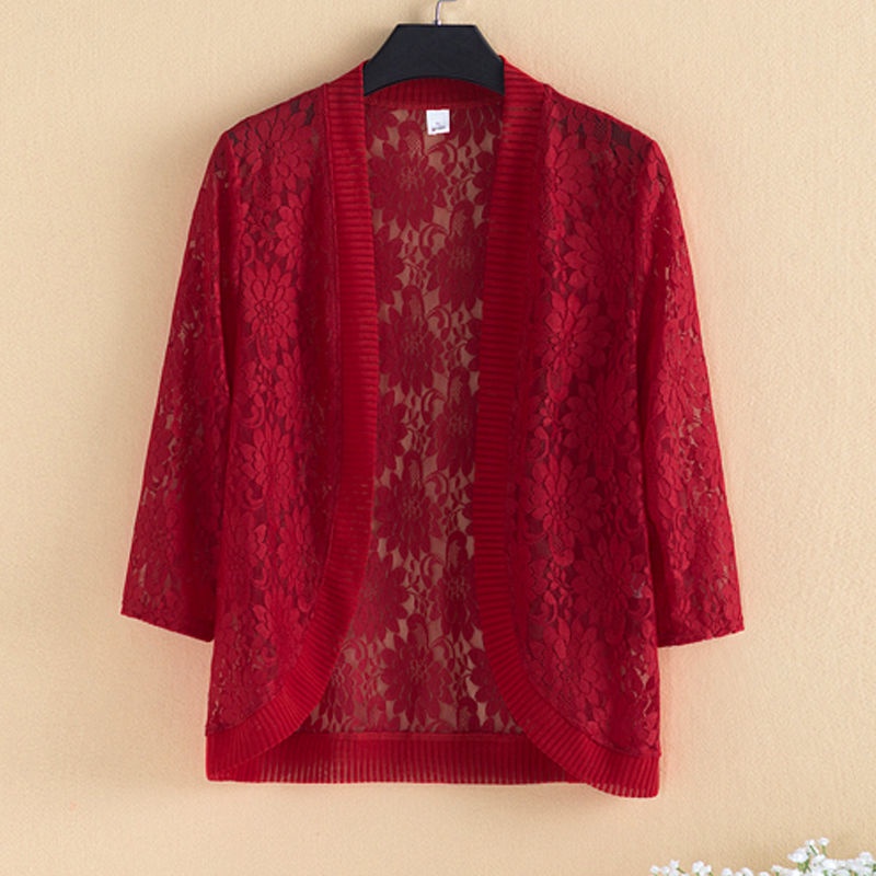 Áo Khoác Ren Mỏng Dáng Ngắn Kèm Áo Khoác Cardigan Thời Trang Hè Thu Cho Nữ