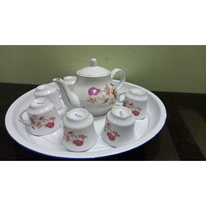 Bộ ấm chén uống trà loại 1 hàng Hải Dương tồn kho chưa sử dụng, ly chén uống trà phong cách xưa, ly cốc bao cấp