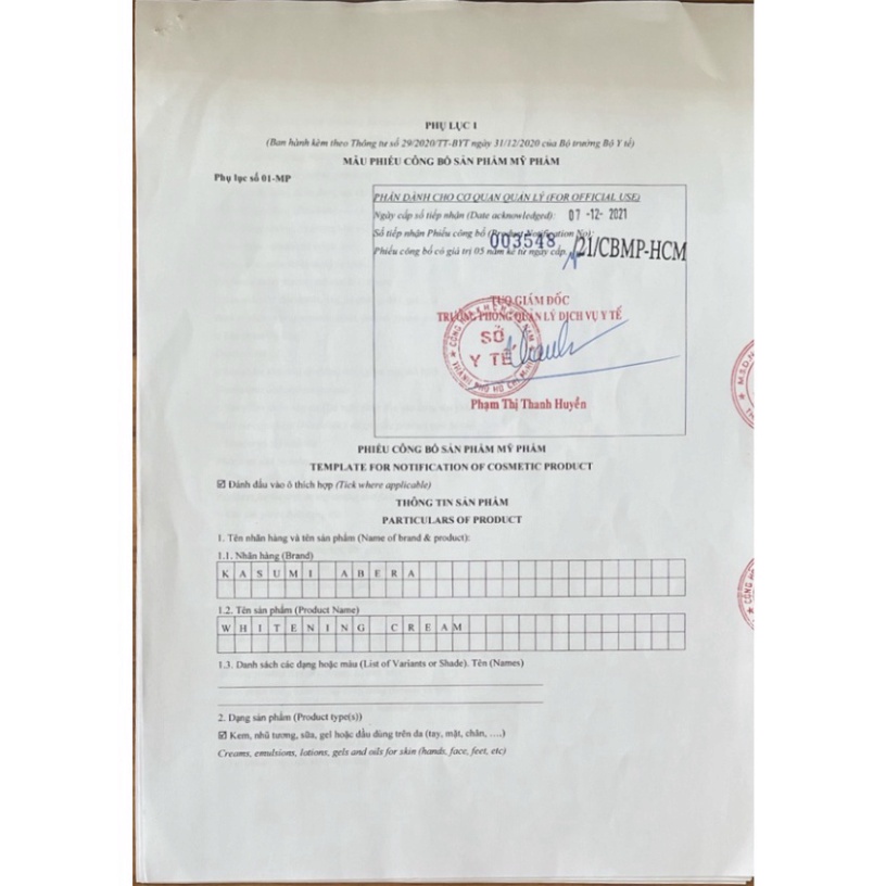 Kem Cao Cấp Kasumi Abera Nhật Bản - Xóa Tan Nám, Tàn Nhang, Dưỡng Trắng Da, Chống Lão Hóa 20g