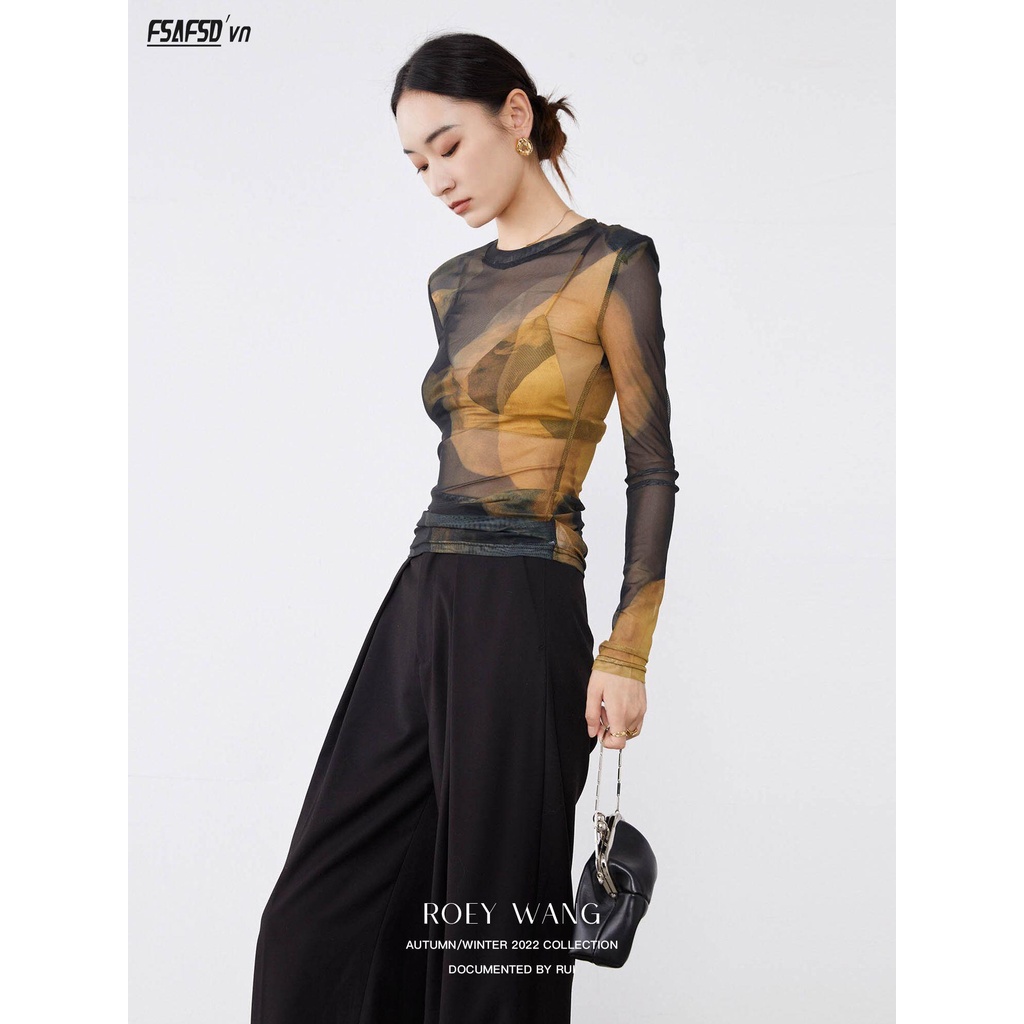 Áo Sơ Mi Dáng Ôm Co Giãn In Họa Tiết Xinh Xắn