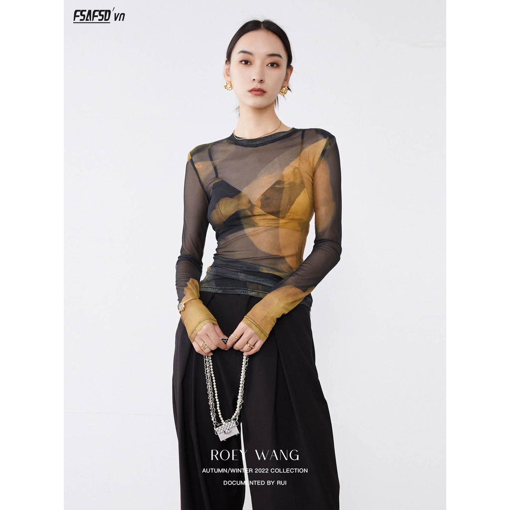 Áo Sơ Mi Dáng Ôm Co Giãn In Họa Tiết Xinh Xắn