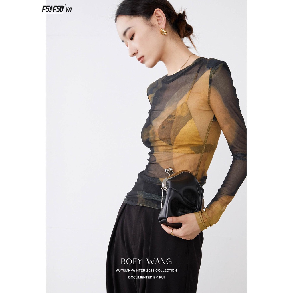 Áo Sơ Mi Dáng Ôm Co Giãn In Họa Tiết Xinh Xắn