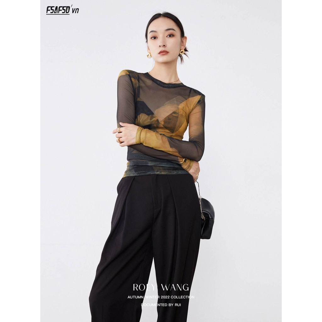 Áo Sơ Mi Dáng Ôm Co Giãn In Họa Tiết Xinh Xắn