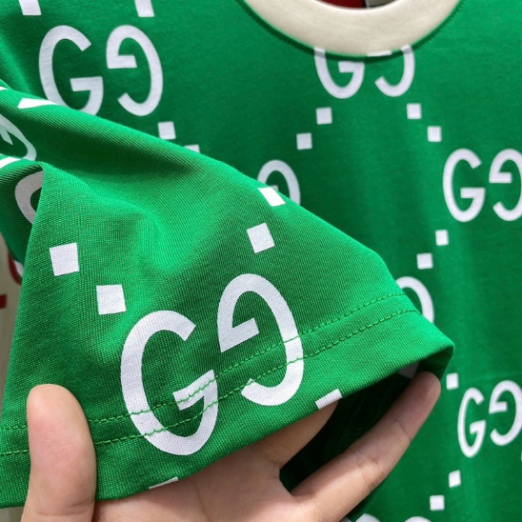 Áo Phông Nam Nữ GC in hoạ tiết vân chữ xích chéo monogram cổ bo chun dày dặn đẹp