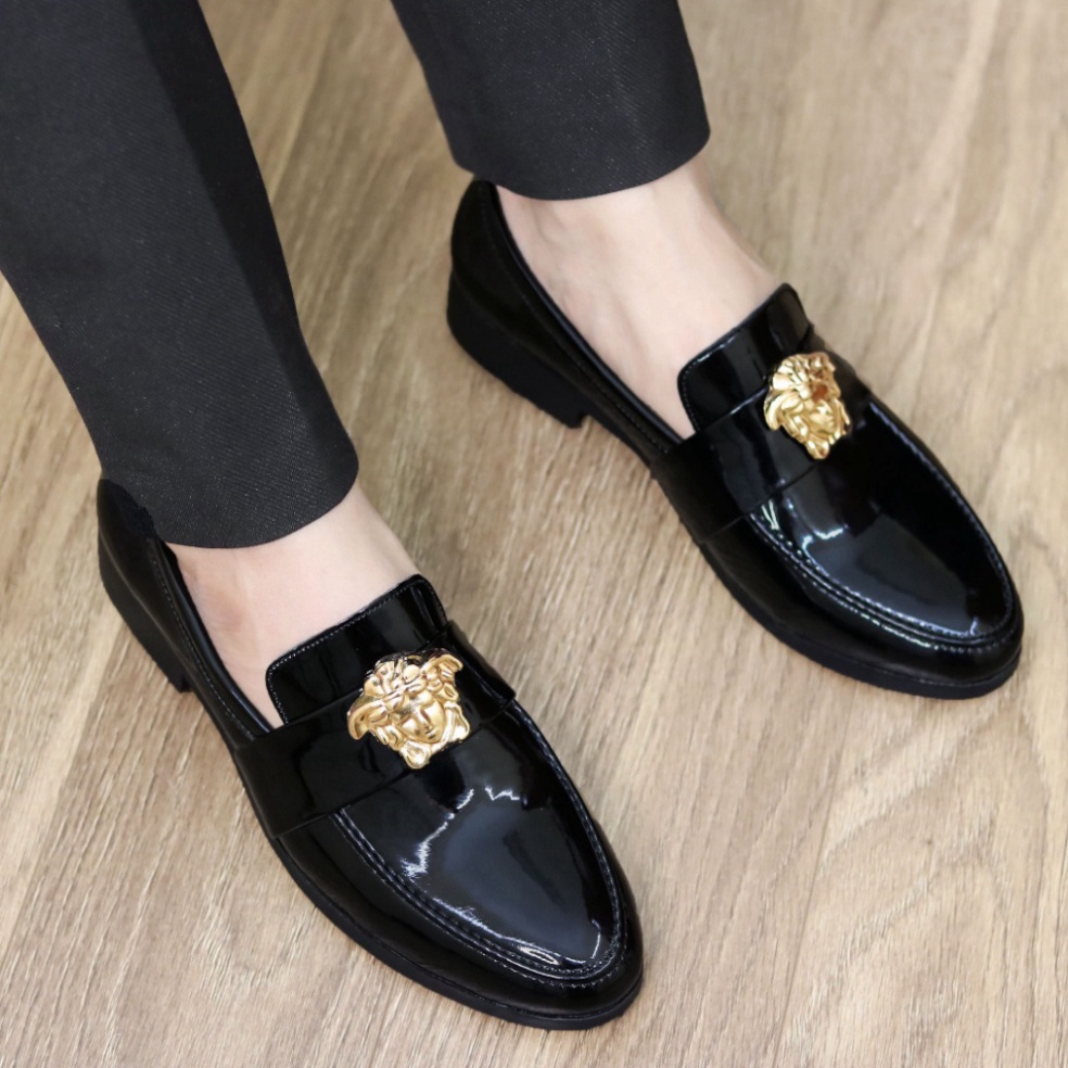Giày Lười Nam công sở Da Bóng Đé Cao 3cm đã khâu đé chắc chắn, Mã L182