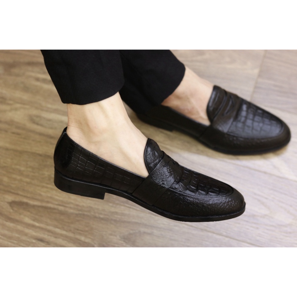 Giày Lười Nam công sở Đẹp - Giày Da Nam Giá Rẻ Dập Vân Cá Sấu - Mã X091