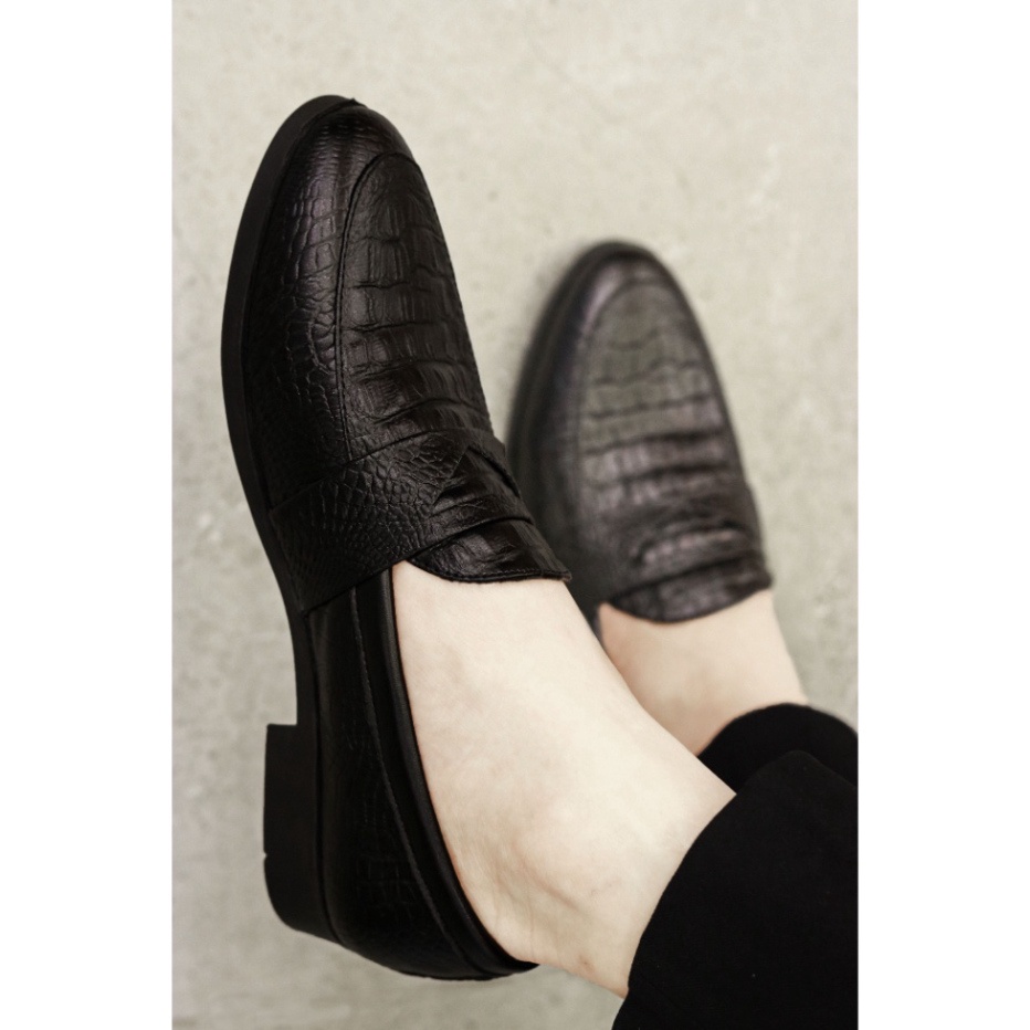 Giày Lười Nam công sở Đẹp - Giày Da Nam Giá Rẻ Dập Vân Cá Sấu - Mã X091