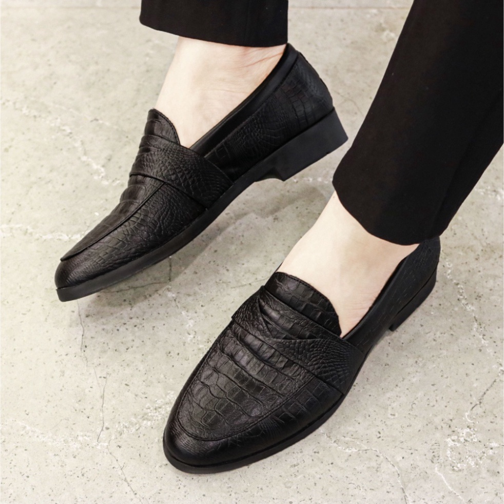 Giày Lười Nam công sở Đẹp - Giày Da Nam Giá Rẻ Dập Vân Cá Sấu - Mã X091