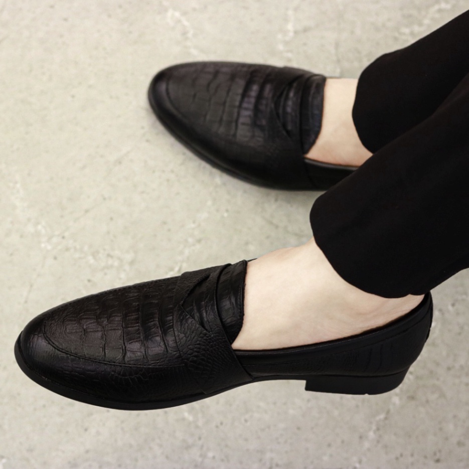Giày Lười Nam công sở Đẹp - Giày Da Nam Giá Rẻ Dập Vân Cá Sấu - Mã X091