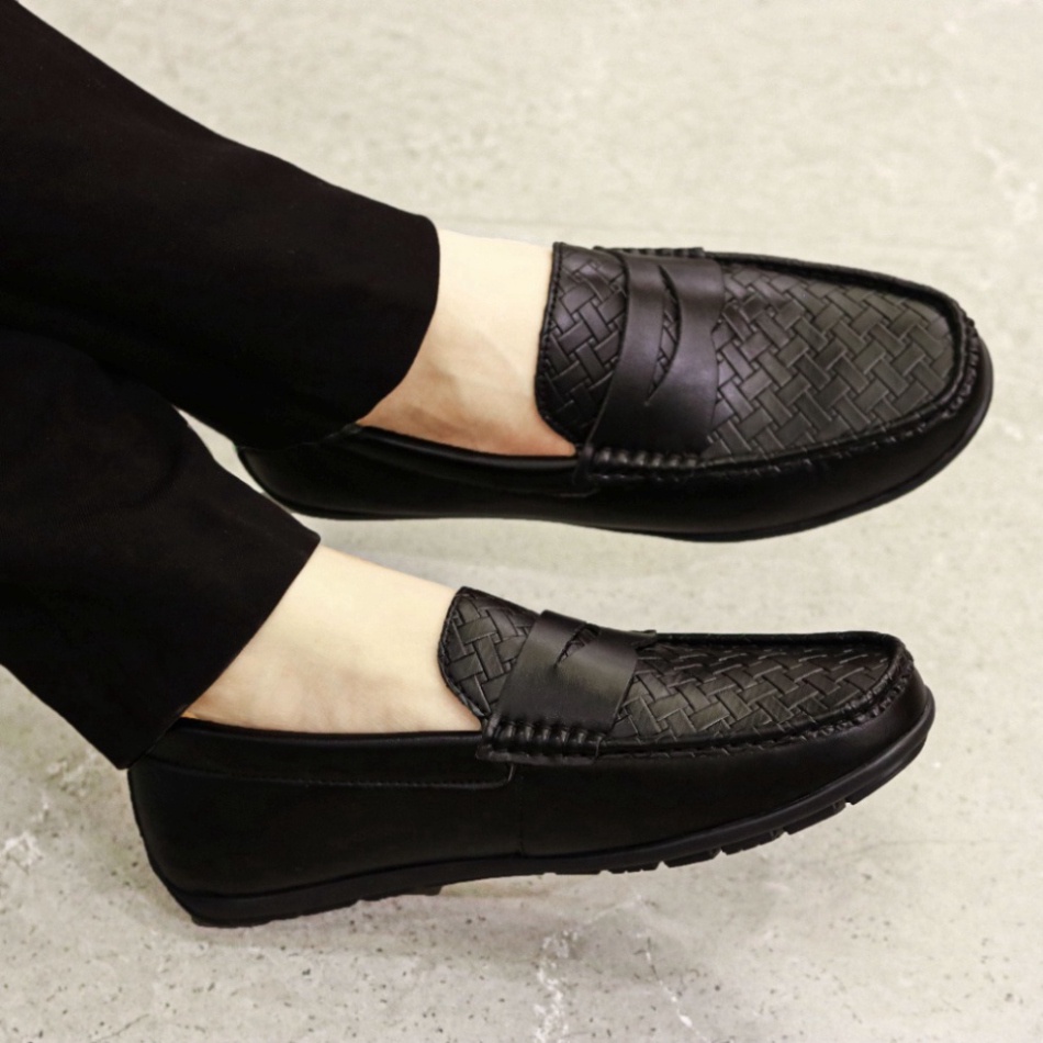 Giày mọi nam giá rẻ, giày lười da nam đế bệt đã khâu chỉ chuyên dụng siêu bền mã M012