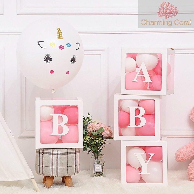 Hộp baby trắng kèm chữ baby set 4 hộp