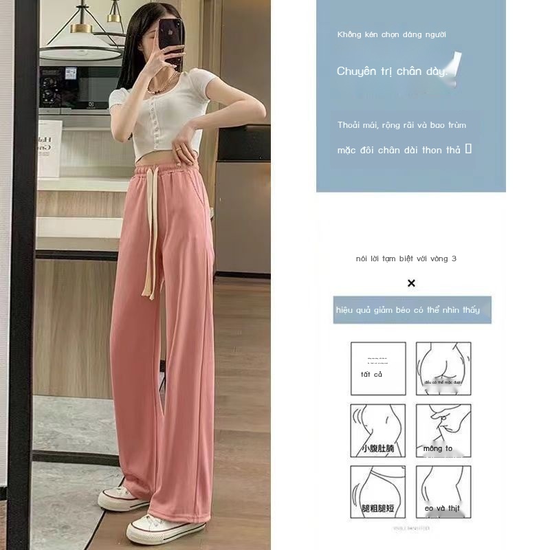 Quần Ống Rộng Lưng Cao Phong Cách Hàn Quốc Thời Trang Xuân Hè Hàng Mới 2023 Dành Cho Mẹ Bỉm Sữa