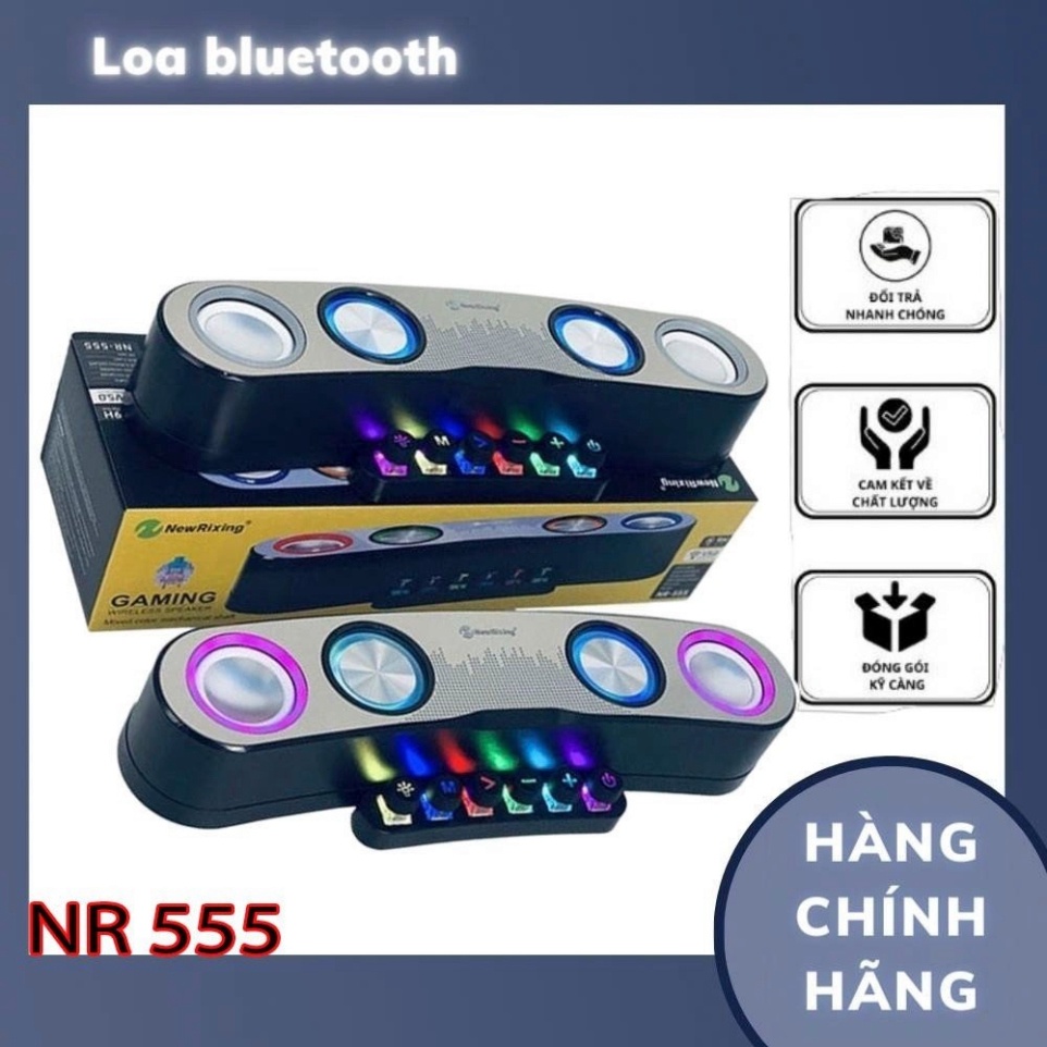 Loa bluetooth NR-555 công suất 20w bản mới 2023,loa không dây thanh để bàn máy tính âm thanh chuẩn pin trâu đèn led chất