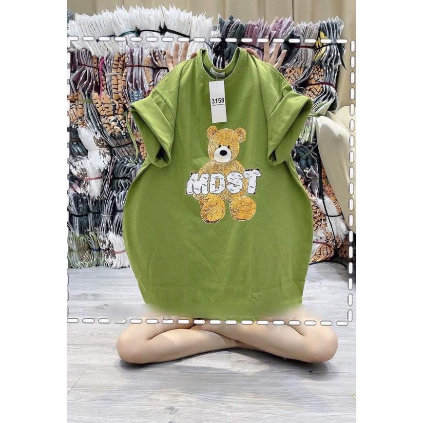 Áo thun tay nữ lỡ form rộng chất cotton su unisex in hình GẤU MDST phong cách Hàn Quốc