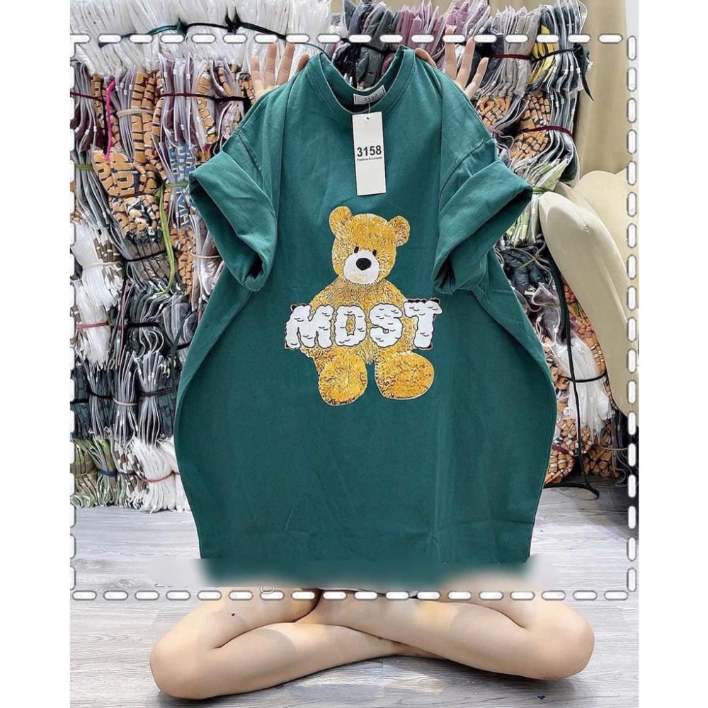 Áo thun tay nữ lỡ form rộng chất cotton su unisex in hình GẤU MDST phong cách Hàn Quốc