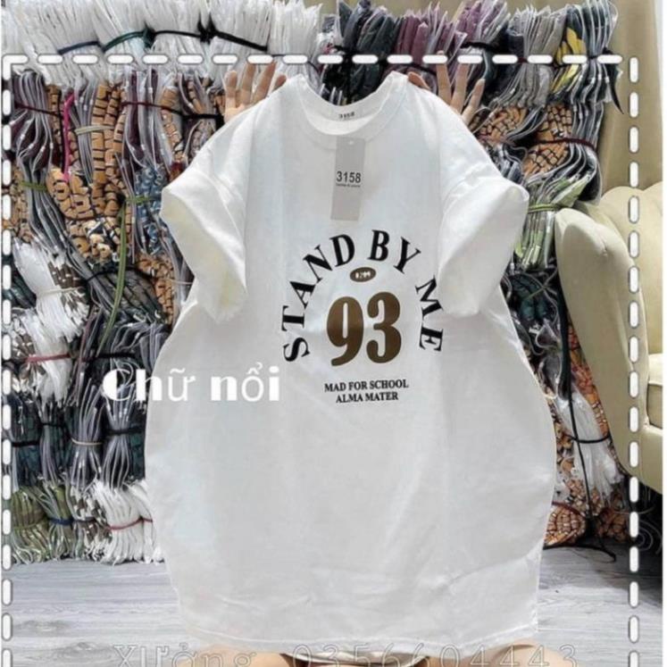 Áo thun nữ tay lỡ form rộng chất cotton su in số 93 phong cách Hàn Quốc