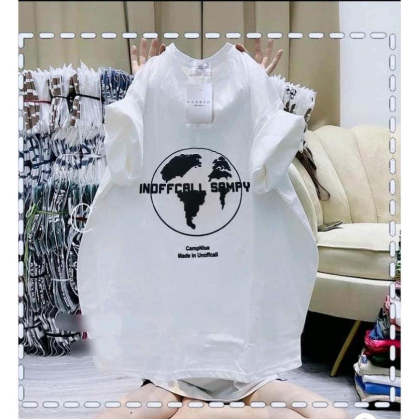 Áo thun nữ tay lỡ form rộng chất cotton su in trái đất  phong cách Hàn Quốc