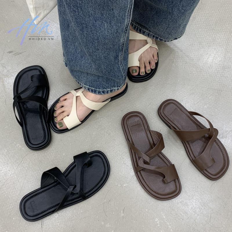 Dép Xỏ Ngón Đế Bằng Quai Chéo Thời Trang Đi Biển Mùa Hè Phong Cách Hàn Quốc Cho Nữ
