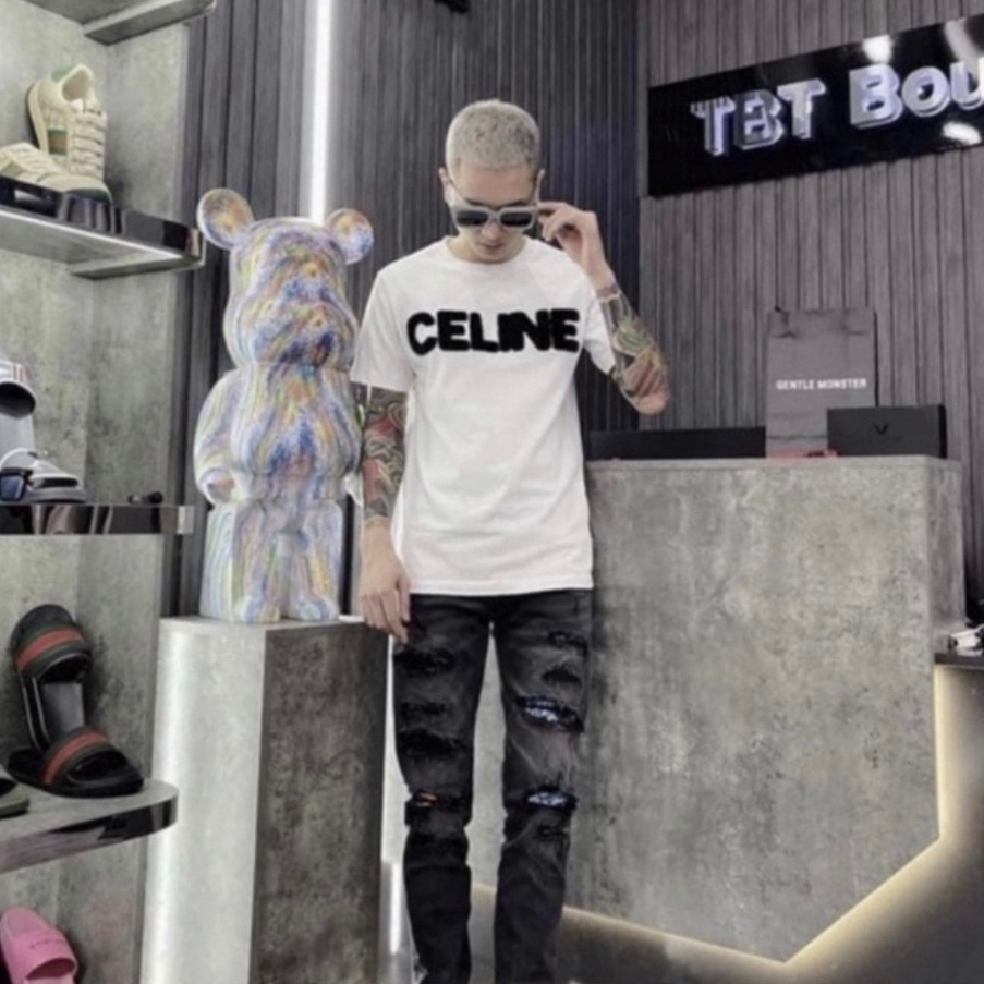 Áo Phông Nam Nữ Ce li ne Logo Thêu Nổi Siêu Đẹp Chất Liệu Cotton Co Giãn 4 Chiều Thoáng Mát.. | BigBuy360 - bigbuy360.vn