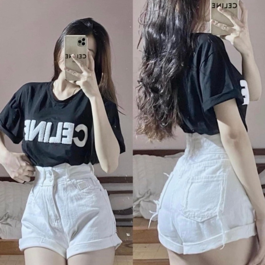 Áo Phông Nam Nữ Ce li ne Logo Thêu Nổi Siêu Đẹp Chất Liệu Cotton Co Giãn 4 Chiều Thoáng Mát.. | BigBuy360 - bigbuy360.vn