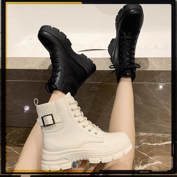 (New) Giày Bốt Khuy Phối Viền Chun Hàng Xịn Xò cá tính đơn giản đế cao thời trang mẫu mới hot ❄️ | ᴛʜᴇ ꜱʜᴏᴇꜱ ᴋɪɴɢ | ❄️