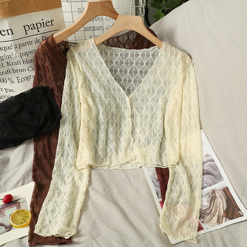 Áo Khoác Cardigan Ren Lỗ Dáng Ngắn Thời Trang Mùa Xuân 2023 Sang Trọng Cho Nữ