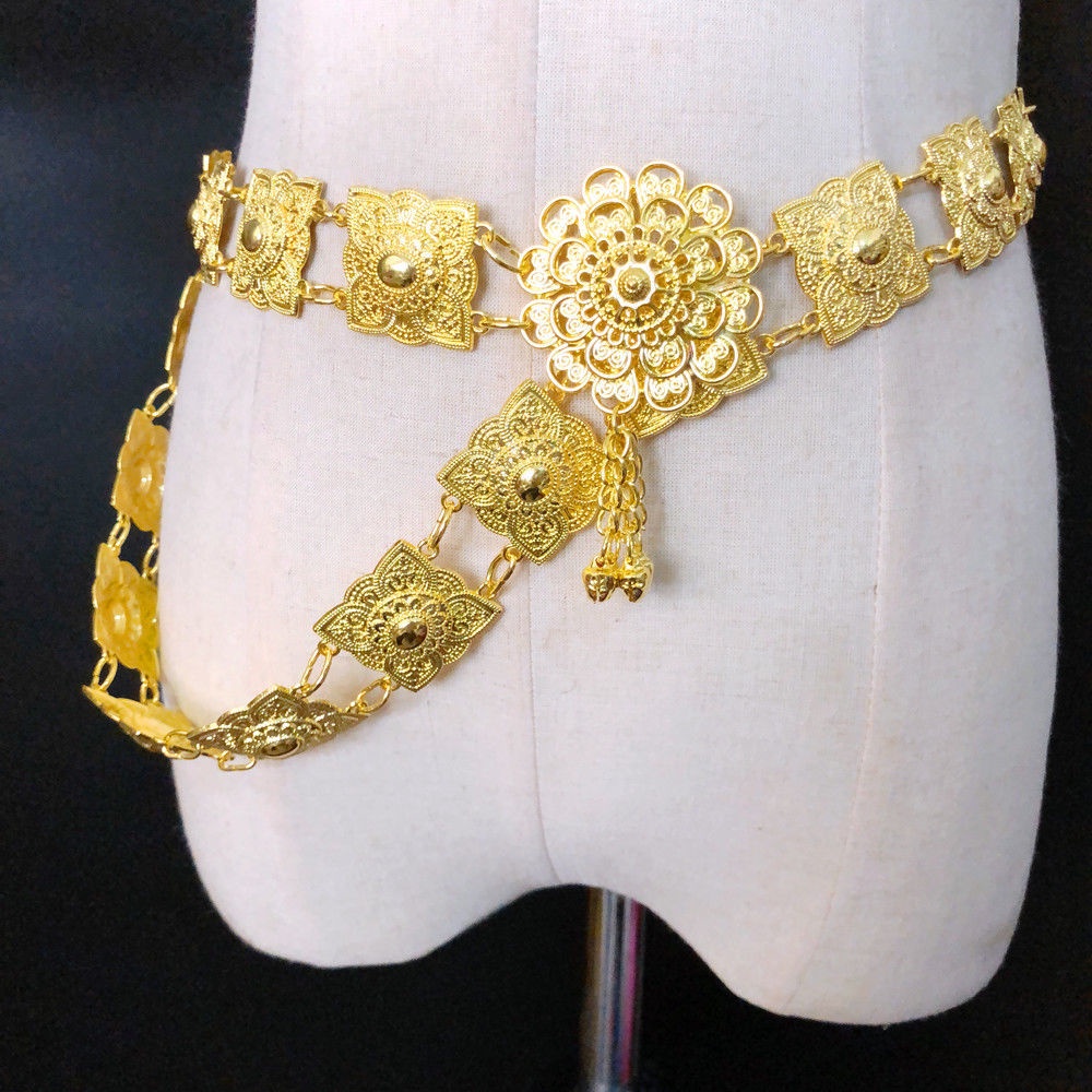 Thắt Lưng Chuỗi Xích Tsuba Màu Vàng Phong Cách Bohemian Dùng Để Biểu Diễn Sân Khấu