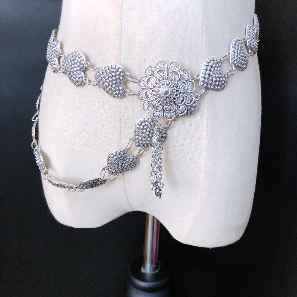 Thắt Lưng Chuỗi Xích Tsuba Màu Vàng Phong Cách Bohemian Dùng Để Biểu Diễn Sân Khấu