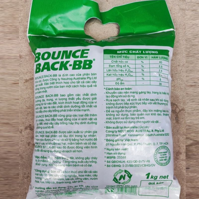 Phân hữu cơ BB nhập khẩu Úc 1kg