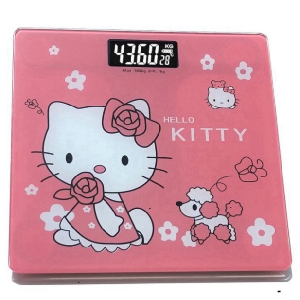 Cân điện tử hình MÈO HELLO KITTY kính cường lực Cân Sức Khỏe Cân Người Chịu Lực Tới 180KG Bảo Hành 1 NĂM