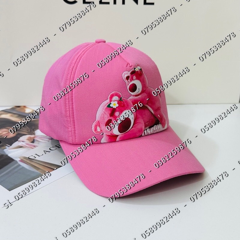 NÓN KẾT LƯỠI TRAI IN GẤU DÂU SIÊU CUTE CHO NỮ THỜI TRANG NĂNG ĐỘNG MÙA HÈ
