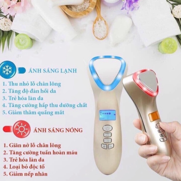 Búa Điện Di Nóng Lạnh , Điện Di Nóng Lạnh Massage Kết Hợp Ánh Sáng Sinh Học D002 DÀNH CHO CÁ NHÂN VÀ SPA