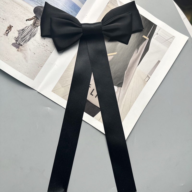 Kẹp Tóc Nơ Ruy Băng Dài Màu Đen Phong Cách Hàn Quốc Jennie Nhóm Jennie Cho Nữ