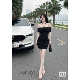Váy body nhún hoa cổ